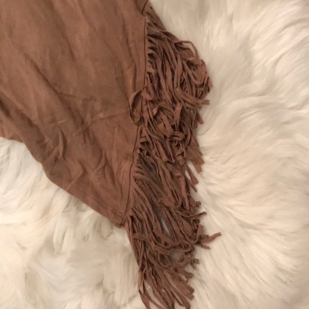 Zac & Rachel long sleeve tan fringe top size M - Picture 4 of 6